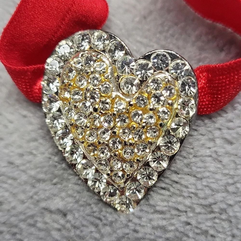 Crystal Heart Hair Tie ~ New Ribbon ❤️